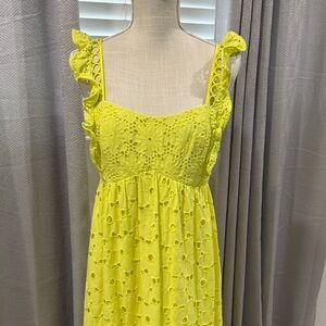 ASOS Yellow Eyelet Maxi Dress